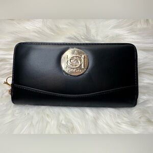 Bebe Elegant Black Wallet with Gold Accent